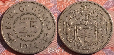 Гайана 25 центов 1972 года, KM# 34, 179-079