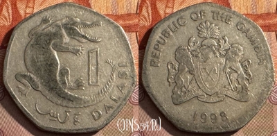 Гамбия 1 даласи 1998 года, KM# 59, 123t-033 ♛