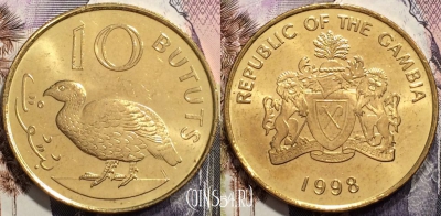 Гамбия 10 бутутов 1998 года, KM# 56, UNC, 135-012