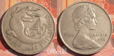 Гамбия 4 шиллинга 1966 года, KM# 6, 124c-064