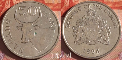 Гамбия 50 бутутов 1998 года, KM# 58, 120b-109