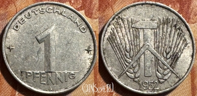 Германия (ГДР) 1 пфенниг 1952 года, KM# 5, 502s-043
