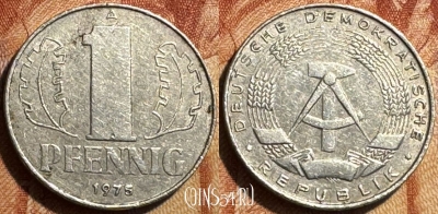 Германия (ГДР) 1 пфенниг 1975 года, KM# 8.1, 502s-009