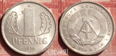 Германия (ГДР) 1 пфенниг 1978 года, KM# 8.2, 378l-089
