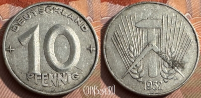 Германия (ГДР) 10 пфеннигов 1952 года, KM# 7, 157s-058