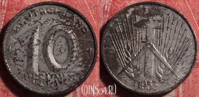 Германия (ГДР) 10 пфеннигов 1953 года, KM# 7, 188j-115