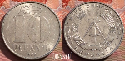 Германия (ГДР) 10 пфеннигов 1979 года, KM# 10, 256a-143