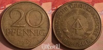 Германия (ГДР) 20 пфеннигов 1969 года, KM# 11, 097j-136
