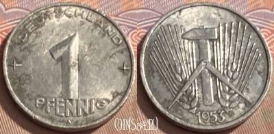 Германия (ГДР) 1 пфенниг 1953 года, KM# 5, 097s-100