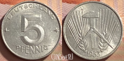 Германия (ГДР) 5 пфеннигов 1953 года A, KM# 6, 212p-022