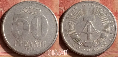 Германия (ГДР) 50 пфеннигов 1958 года, KM# 12.1, 129m-010