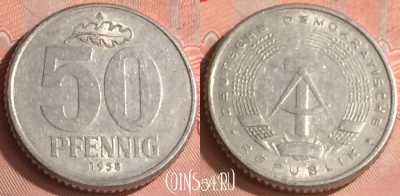 Германия (ГДР) 50 пфеннигов 1958 года, KM# 12.1, 320o-129