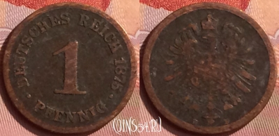 Германия (Империя) 1 пфенниг 1875 D, KM# 1, 394o-039