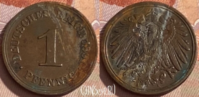 Германия (Империя) 1 пфенниг 1891 A, KM# 10, 342p-127