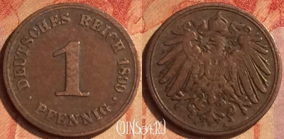 Германия (Империя) 1 пфенниг 1899 A, KM# 10, 122o-121