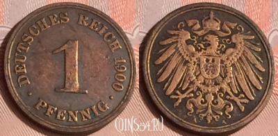Германия (Империя) 1 пфенниг 1900 A, KM# 10, 305o-094