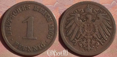 Германия (Империя) 1 пфенниг 1903 A, KM# 10, 053i-083