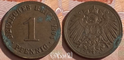 Германия (Империя) 1 пфенниг 1904 A, KM# 10, 342p-111