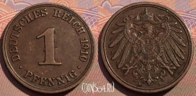 Германия (Империя) 1 пфенниг 1910 A, KM# 10, 112c-051