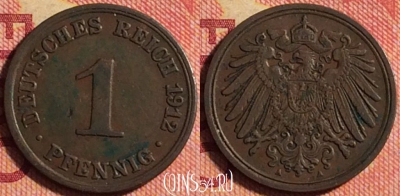 Германия (Империя) 1 пфенниг 1912 A, KM# 10, 168j-100