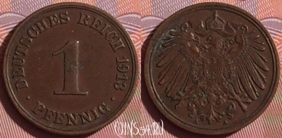 Германия (Империя) 1 пфенниг 1913 A, KM# 10, 054i-183
