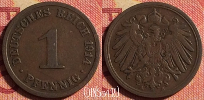 Германия (Империя) 1 пфенниг 1914 A, KM# 10, 167j-045