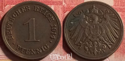 Германия (Империя) 1 пфенниг 1914 G, KM# 10, 218j-010