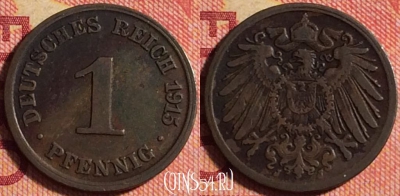 Германия (Империя) 1 пфенниг 1915 J, KM# 10, 172j-066