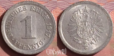Германия (Империя) 1 пфенниг 1917 г. A, KM# 24, 055i-153