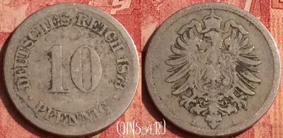 Германия (Империя) 10 пфеннигов 1873 A, KM# 4, 385o-032