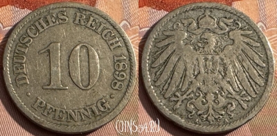 Германия (Империя) 10 пфеннигов 1898 A, KM# 12, 166s-106