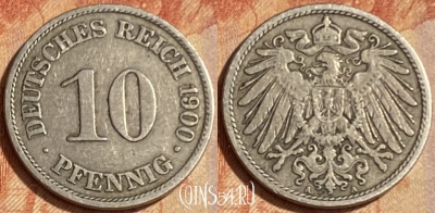 Германия (Империя) 10 пфеннигов 1900 A, KM# 12, 462q-286