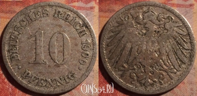 Германия (Империя) 10 пфеннигов 1900 D, KM# 12, 176a-017