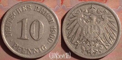 Германия (Империя) 10 пфеннигов 1900 J, KM# 12, 052i-126