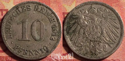 Германия (Империя) 10 пфеннигов 1912 A, KM# 12, 183j-020