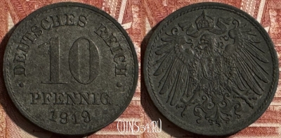 Германия (Империя) 10 пфеннигов 1919 г., KM# 26, 505s-023