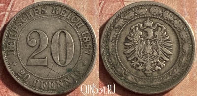 Германия (Империя) 20 пфеннигов 1887 г. D, 149p-043