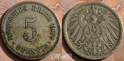 Германия (Империя) 5 пфеннигов 1899 A, KM# 11, 164s-009