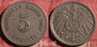 Германия (Империя) 5 пфеннигов 1906 A, KM# 11, 190j-140