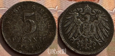 Германия (Империя) 5 пфеннигов 1916 A, KM# 19, 272s-139