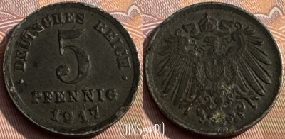 Германия (Империя) 5 пфеннигов 1917 G, KM# 19, 167s-118