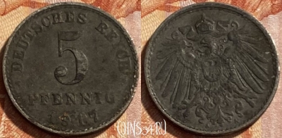 Германия (Империя) 5 пфеннигов 1917 A, KM# 19, 493р-002