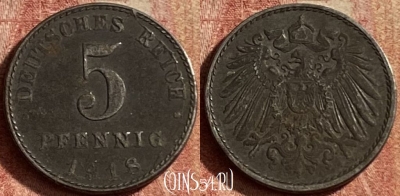 Германия (Империя) 5 пфеннигов 1918 A, KM# 19, 136p-025