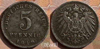Германия (Империя) 5 пфеннигов 1918 A, KM# 19, 389s-086
