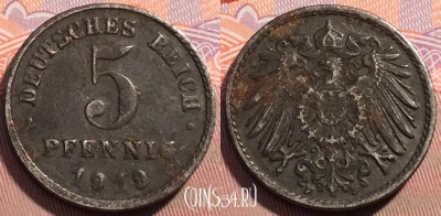 Германия (Империя) 5 пфеннигов 1919 F, KM# 19, 103c-064