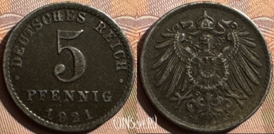 Германия (Империя) 5 пфеннигов 1921 г., KM# 19, 402s-087