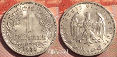 Германия (Третий рейх) 1 рейхсмарка 1934 г. A, 279a-104