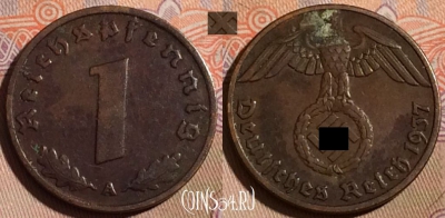 Германия (Третий рейх) 1 рейхспфенниг 1937 A, 197b-038