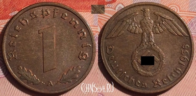 Германия (Третий рейх) 1 рейхспфенниг 1938 A, 114d-052