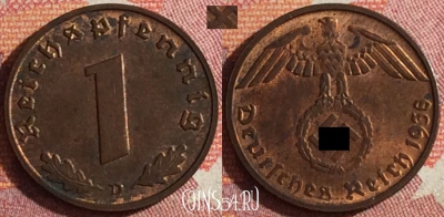 Германия (Третий рейх) 1 рейхспфенниг 1938 D, 361-010